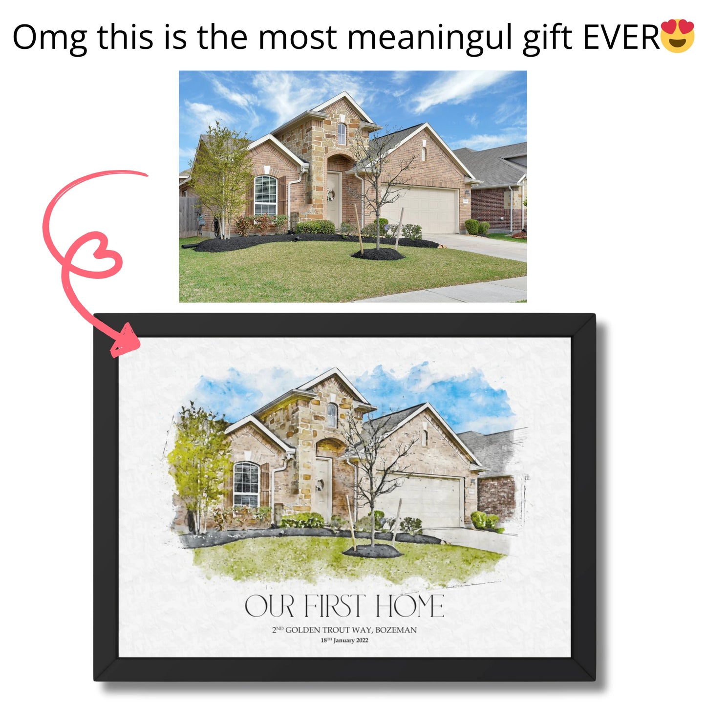 Personalized Watercolor House Portrait