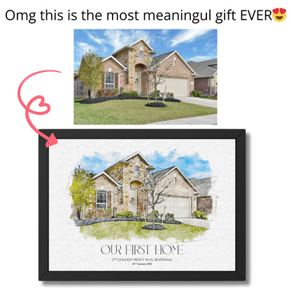 Personalized Watercolor House Portrait
